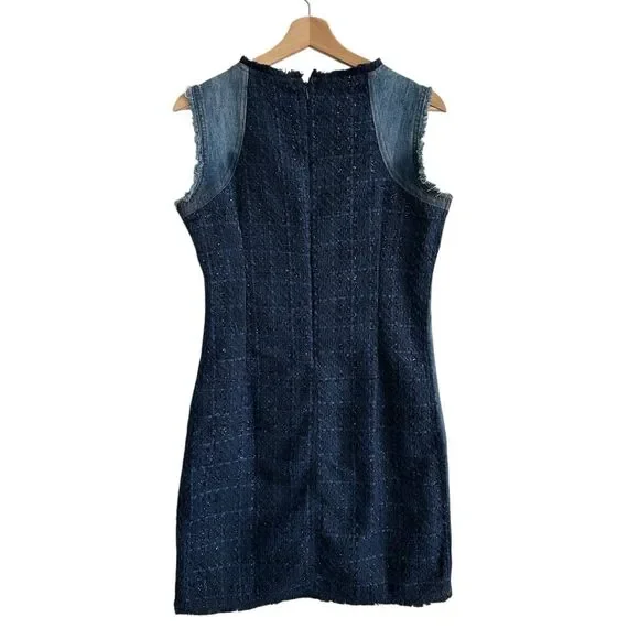 Desigual Achilles Denim and Tweed blue Patchwork Sheath Dress Size 38 - Picture 3 of 12